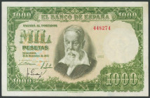 1000 Pesetas. 31 de Diciembre de 1951. Sin serie. Puntito de grapa a la izquierda. (Edifil 2017: 463). Conserva gran parte del apresto original. EBC-.
