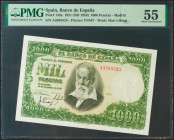 1000 Pesetas. 31 de Diciembre de 1951. Serie A. (Edifil 2021: 463a, Pick: 143a). EBC+. Encapsulado PMG55.