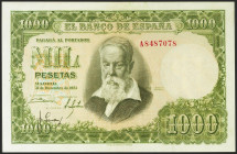 1000 Pesetas. 31 de Diciembre de 1951. Serie A. (Edifil 2021: 463a). Conserva parte del apresto original. EBC+.