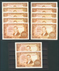 Precioso conjunto de 12 billetes de 100 Pesetas emitidos el 7 de Abril de 1953, incluyendo todas las letras de la serie inicial, a excepción de la D, ...