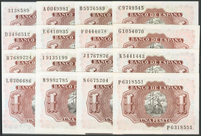 Precioso e interesante conjunto de 26 billetes de 1 Peseta emitidos el 22 de Jul...
