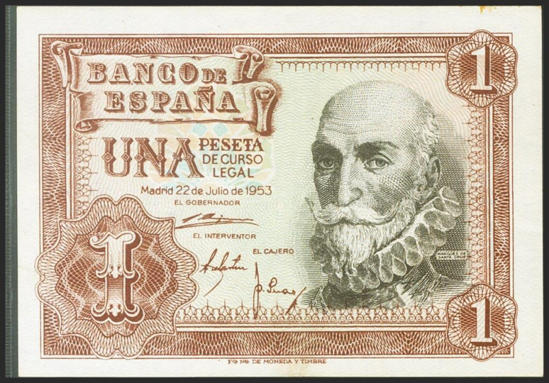 1 Peseta. 22 de Julio de 1953. Serie X. (Edifil 2021: 465a). Conserva la mayor p...