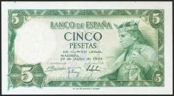 5 Pesetas. 22 de Julio de 1954. Serie E. (Edifil 2021: 466a). Apresto original. SC-.