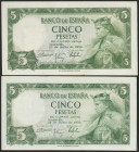 5 Pesetas. 22 de Julio de 1954. Serie S. (Edifil 2021: 466a). Conserva parte del apresto original. EBC.