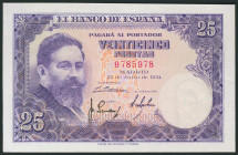 25 Pesetas. 22 de Julio de 1954. Sin serie. (Edifil 2017: 467). Apresto original. EBC+.