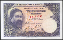 25 Pesetas. 22 de Julio de 1954. Serie I. (Edifil 2021: 467a). Apresto original. SC-.