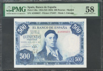 500 Pesetas. 22 de Julio de 1954. Serie A. (Edifil 2017: 468a). EBC+. Encapsulado PMG58.