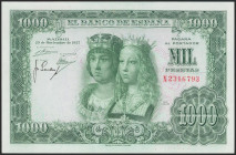 1000 Pesetas. 29 de Noviembre de 1957. Serie X. (Edifil 2021: 469b). Apresto original. EBC++.