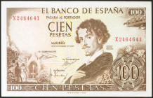 100 Pesetas. 19 de Noviembre de 1965. Serie X. (Edifil 2021: 470a). Apresto original. EBC++.