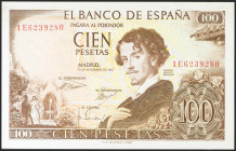 100 Pesetas. 19 de Noviembre de 1965. Serie 1E. (Edifil 2021: 470a). Conserva todo su apresto original. SC.