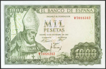 1000 Pesetas. 19 de Noviembre de 1965. Serie W. (Edifil 2021: 471b). Apresto original. SC.