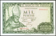 1000 Pesetas. 19 de Noviembre de 1965. Serie Z. (Edifil 2021: 471b). Apresto original. SC-.
