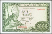 1000 Pesetas. 19 de Noviembre de 1965. Serie 1E. (Edifil 2021: 471b). Apresto original. SC-.