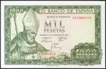 1000 Pesetas. 19 de Noviembre de 1965. Serie 1F. (Edifil 2021: 471b). Apresto original. SC-.