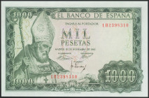 1000 Pesetas. 19 de Noviembre de 1965. Serie 1H. (Edifil 2021: 471b). Apresto original. SC.