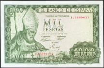 1000 Pesetas. 19 de Noviembre de 1965. Serie 1J. (Edifil 2021: 471b). Apresto original. SC-.