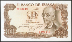100 Pesetas. 17 de Noviembre de 1970. Sin serie. (Edifil 2021: 472). Apresto original. SC.