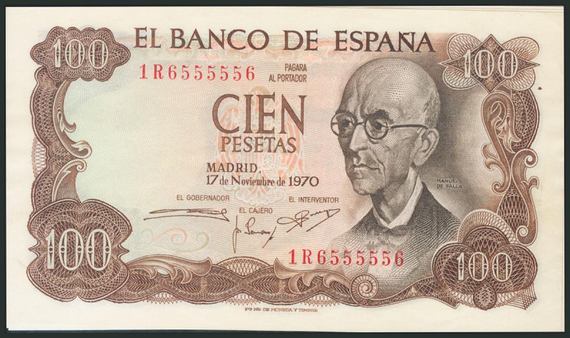 Conjunto de 7 billetes de 100 Pesetas emitidos el 17 de Noviembre de 1970 con la...