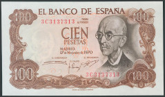 100 Pesetas. 17 de Noviembre de 1970. Serie 3C y numeración capicúa. (Edifil 2017: 472b). SC.