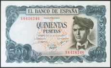 500 Pesetas. 23 de Julio de 1971. Serie X y numeración capicúa. (Edifil 2021: 473a). Apresto original. SC.