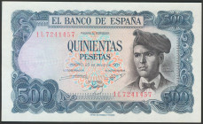 500 Pesetas. 23 de Julio de 1971. Serie 1L. (Edifil 2017: 473a). Apresto original. SC-.