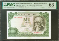 1000 Pesetas. 17 de Septiembre de 1971. Serie especial 9C. (Edifil 2021: 474d, Pick: 154*). Rara serie. SC. Encapsulado PMG63.