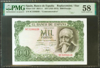 1000 Pesetas. 17 de Septiembre de 1971. Serie especial 9C. (Edifil 2021: 474d, Pick: 154*). Rara serie. EBC++. Encapsulado PMG58.