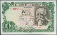 1000 Pesetas. 17 de Septiembre de 1971. Serie 6Y. (Edifil 2021: 474c). Apresto original. SC.