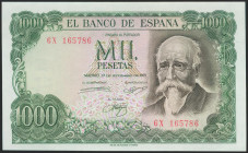 1000 Pesetas. 17 de Septiembre de 1971. Serie 6X. (Edifil 2021: 474c). Apresto original. SC.