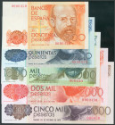 Juego completo de 5 billetes correspondientes a los valores de 200 Pesetas, 500 Pesetas, 1000 Pesetas, 2000 Pesetas y 5000 Pesetas, emitidos entre el ...