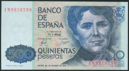 500 Pesetas. 23 de Octubre de 1979. Serie 1M y numeración capicúa. (Edifil 2017: 476a). SC.