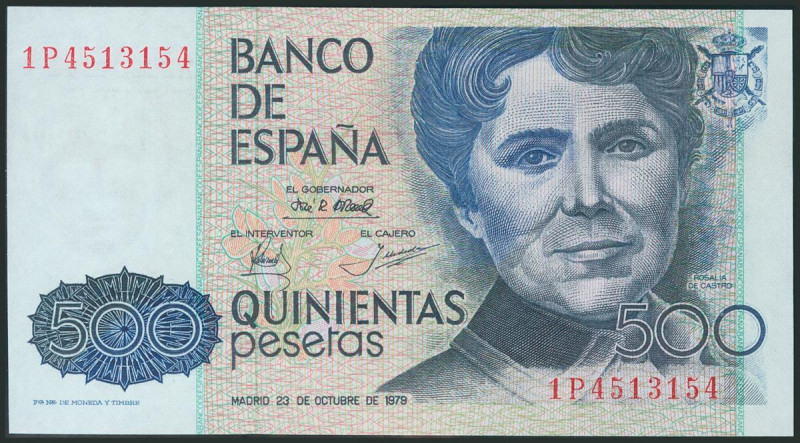 500 Pesetas. 23 de Octubre de 1979. Serie 1P y numeración capicúa. (Edifil 2017:...