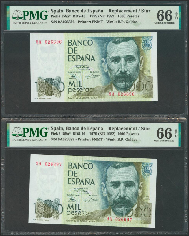 1000 Pesetas. 23 de Octubre de 1979. Pareja correlativa. Serie 9A. (Edifil 2017:...