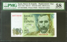 1000 Pesetas. 23 de Octubre de 1979. Serie especial 9D. (Edifil 2021: 477b, Pick: 158a*). Inusual. EBC+. Encapsulado PMG58.