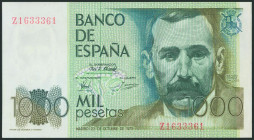 1000 Pesetas. 23 de Octubre de 1979. Serie Z y numeración capicúa 1633361. (Edifil 2017: 477a). SC.