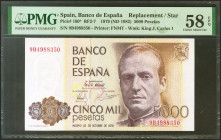 5000 Pesetas. 23 de Octubre de 1979. Serie especial 9B. (Edifil 2021: 478b, Pick: 160*). Apresto original. EBC+++. Encapsulado PMG58EPQ.