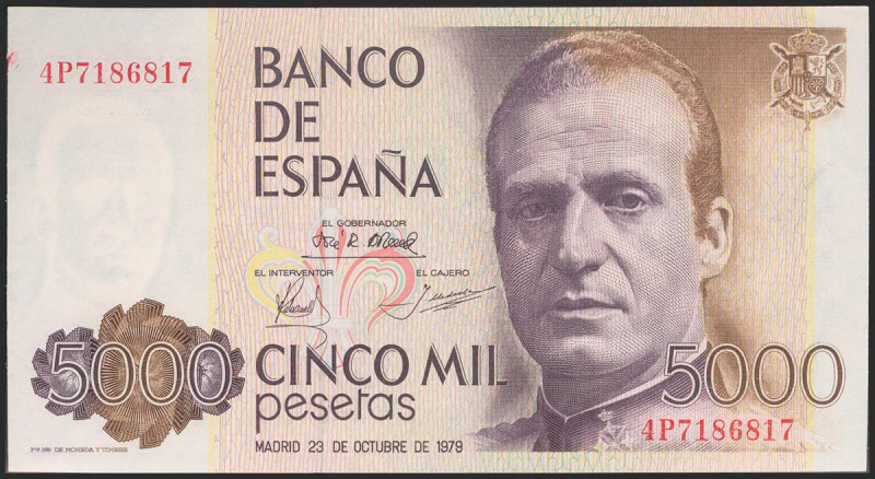 5000 Pesetas. 23 de Octubre de 1979. Serie 4P. Numeración capicúa. (Edifil 2021:...