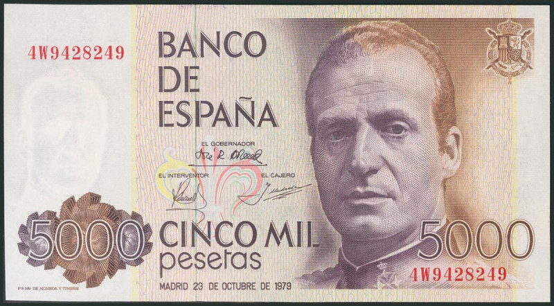 5000 Pesetas. 23 de Octubre de 1979. Serie 4W y numeración capicúa. (Edifil 2017...