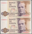 5000 Pesetas. 23 de Octubre de 1979. Pareja correlativa. Serie V-A. (Edifil 2017: 478a). SC-.