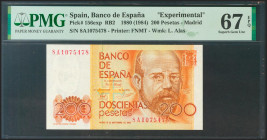 200 Pesetas. 16 de Septiembre de 1980. Serie especial 8A. (Edifil 2021: 480c, Pick: 156exp). Rarísimo en esta excepcional calidad, apresto original. S...