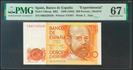 200 Pesetas. 16 de Septiembre de 1980. Serie especial 8B. (Edifil 2021: 480c, Pick: 156exp). Rarísimo en esta excepcional calidad, apresto original. S...