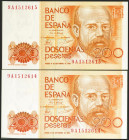 200 Pesetas. 16 de Septiembre de 1980. Pareja correlativa. Serie especial 9A. (Edifil 2021: 480b). SC.