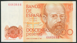 200 Pesetas. 16 de Septiembre de 1980. Sin serie y numeración capicúa. (Edifil 2017: 480). SC.