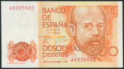 200 Pesetas. 16 de Septiembre de 1980. Serie A y numeración capicúa imperfecto. (Edifil 2017: 480a). SC.