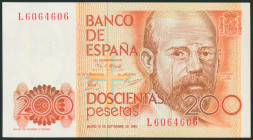 200 Pesetas. 16 de Septiembre de 1980. Serie L y numeración capicúa. (Edifil 2017: 480a). SC-.