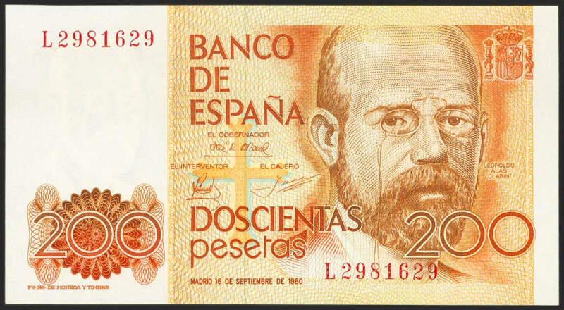 200 Pesetas. 16 de Septiembre de 1980. Serie L. (Edifil 2021: 480a). SC.