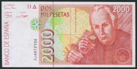 2000 Pesetas. 24 de Abril de 1992. Serie 2J y numeración capicúa. (Edifil 2017: 482Aa). SC.
