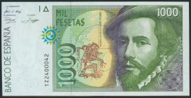 1000 Pesetas. 12 de Octubre de 1992. Tipo II. Serie 1Z y numeración capicúa. (Edifil 2017: 483a). SC.