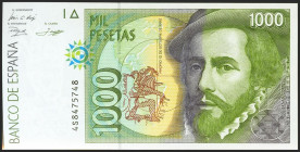 1000 Pesetas. 12 de Octubre de 1992. Serie 4S y numeración capicúa. (Edifil 2021: 483b). SC.