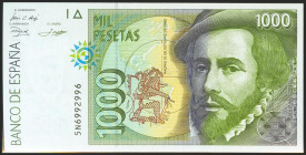1000 Pesetas. 12 de Octubre de 1992. Serie 5N y numeración capicúa. (Edifil 2021: 483b). SC.